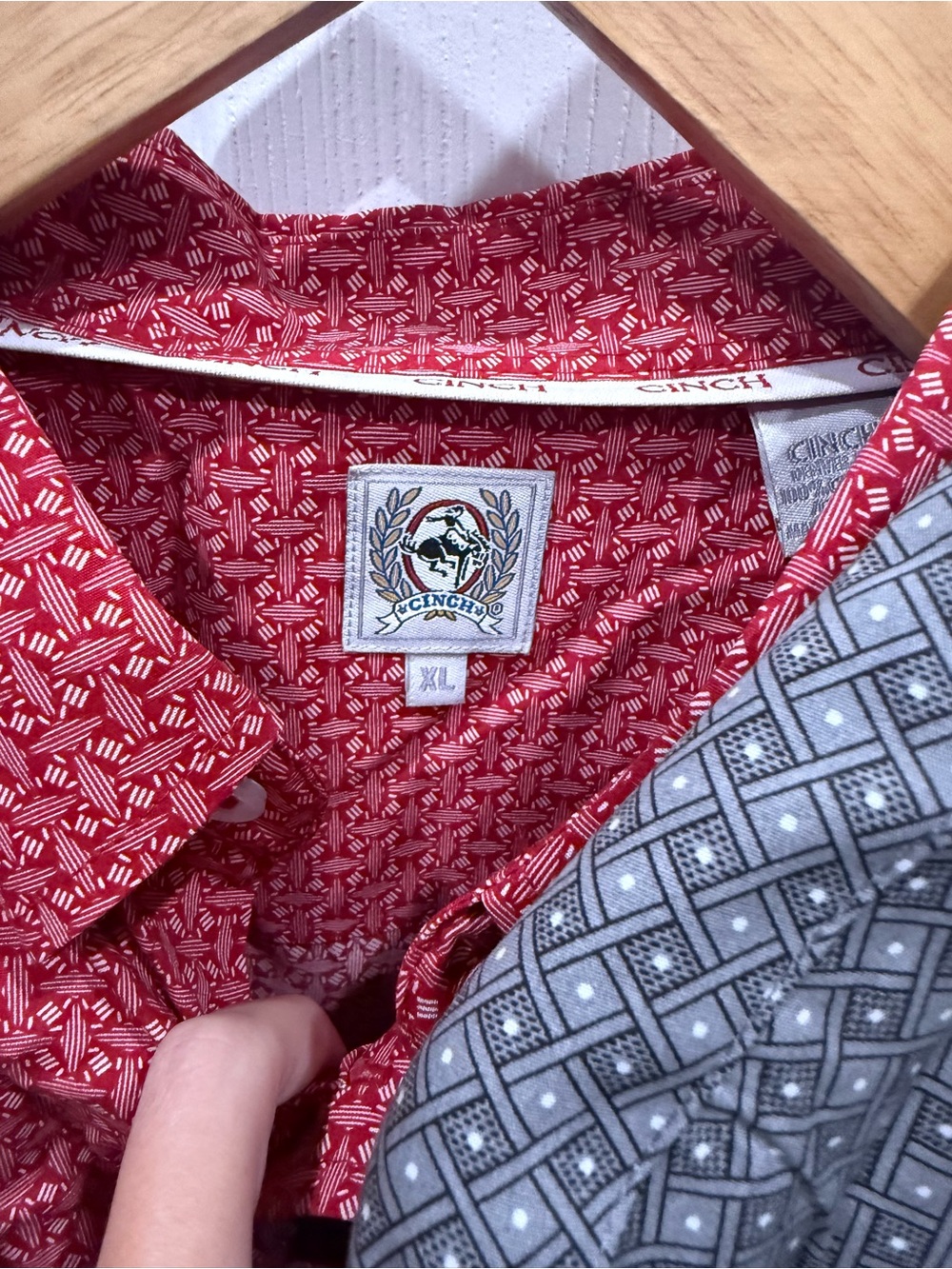 Cinch Men's Button-Down Dress Shirts - Red & Gray Micro-Print Pair - Picture 5 of 6